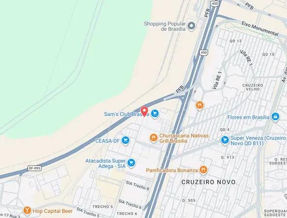 Mapa de localização da PSR Embalagens no CEASA Brasília